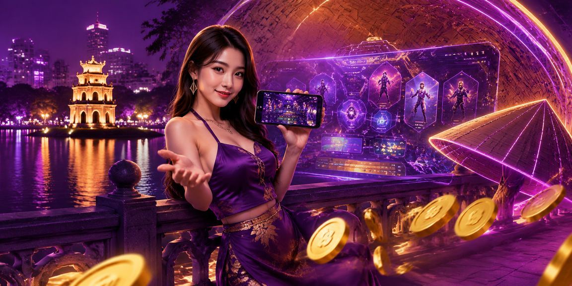 Hà Nội với nón lá minh họa người dùng theo dõi esports và cá cược trên mobile