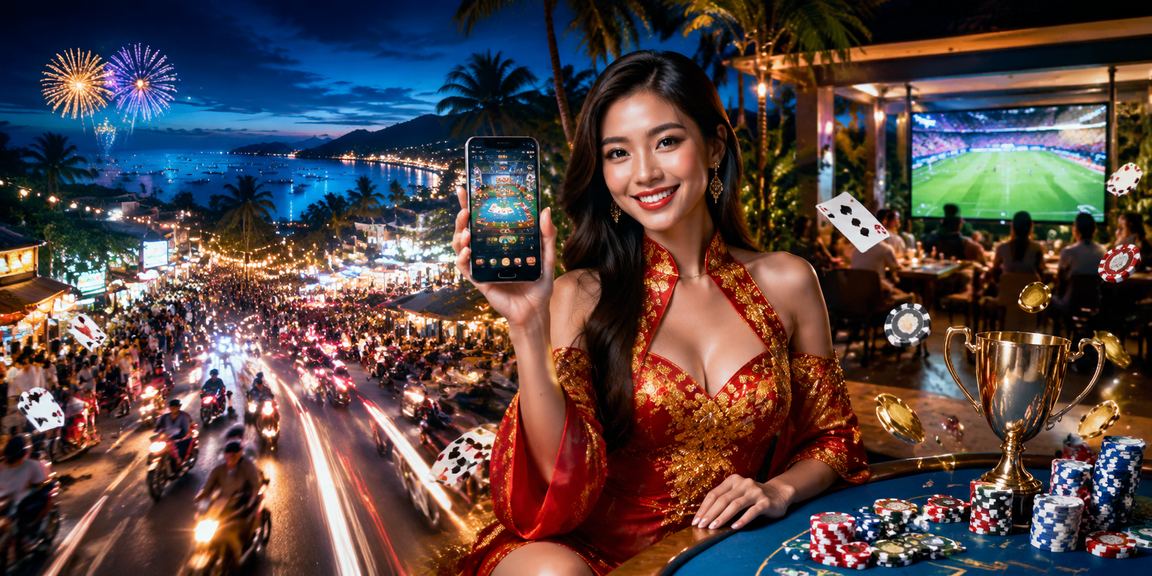Không gian Phú Quốc ánh neon gợi trải nghiệm trò chơi bài mới trên mobile